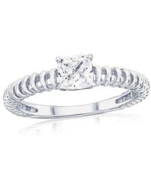 Simona Square Cubic Zirconia Wire Ring - Metallic