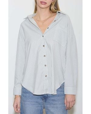 Blu Pepper Oversize Stripe Button-Up Shirt - Gray