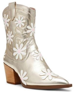 Betsey Johnson Teddy Pointed Toe Western Boot - White