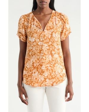 DR2 by Daniel Rainn Daniel Rainn Pinch Sleeve Blouse - Orange
