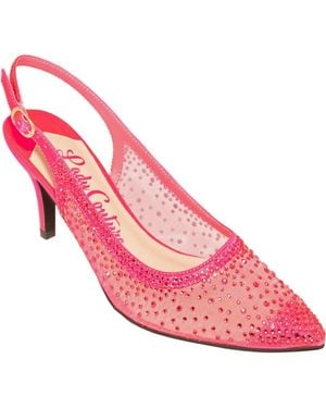 Lady Couture Embellished Pointed Toe Slingback Pumps - Pink