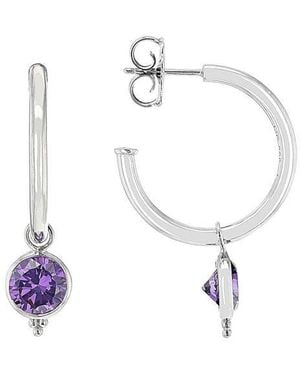 Judith Ripka Cz Dangle Hoop Earrings - White