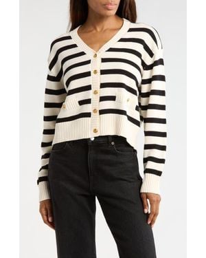 Wayf Stripe Cotton Cardigan - Black