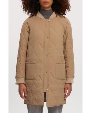 Noize Francine Long Quilted Jacket - Natural