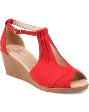 Journee Collection Journee Kedzie Wedge Sandal - Red
