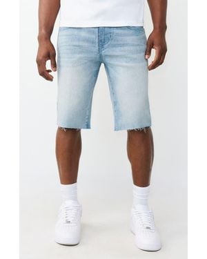 TRUE RELIGION Ricky Raw Hem Denim Shorts - Blue