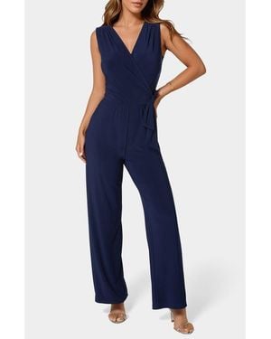 Bebe Sleeveless Faux Wrap Jumpsuit - Blue