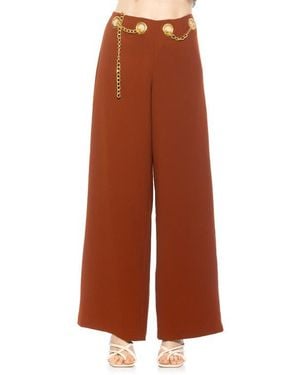 Alexia Admor Cassie Grommet High Waist Wide Leg Pants - Brown