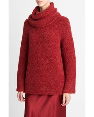 Vince Bouclé Turtleneck Tunic Sweater - Red