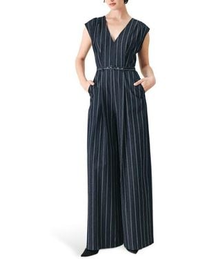 FREEMARKET Striped Wide Leg Jumpsuit - Blue