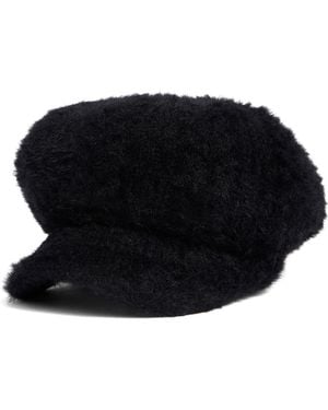 Nine West Eyelash Knit Newsboy Cap - Black