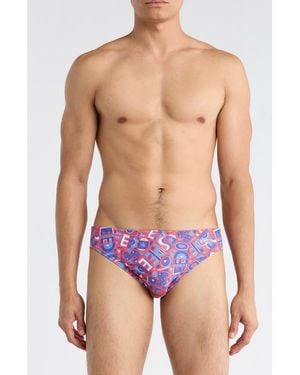 Speedo Print Swim Briefs - White
