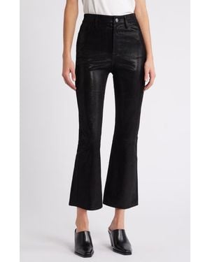 FRAME Le Crop Mini Bootcut Suede Pants - Black