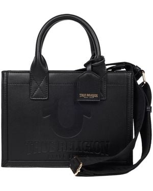 TRUE RELIGION Modern Debossed Logo Tote - Black