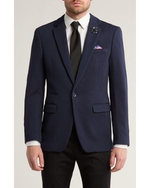 T.R. Premium Slim Fit Knit Fashion Blazer - Blue
