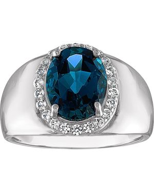 FZN Sterling London Topaz & Lab Created Sapphire Ring - Blue