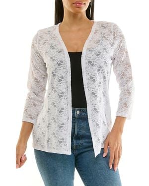 Nina Leonard Lace Cardigan - Gray