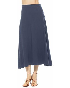 Alexia Admor Brilyn Linen Midi Skirt - Blue