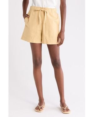 Vince Mid Rise Cotton Blend Shorts - Natural
