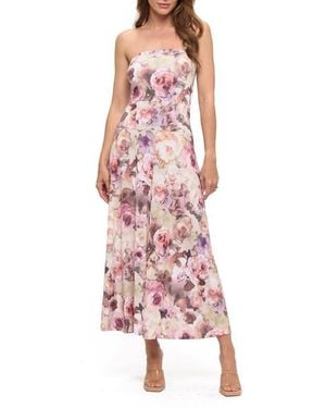 O.L. Printed Strapless Dress - Pink