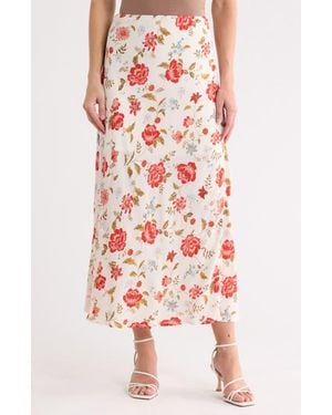 Blu Pepper Floral Midi Skirt - Red