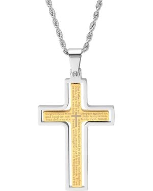 Steeltime Two-Tone Stainless Steel Cross Pendant Necklace - Metallic
