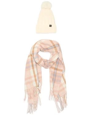Nanette Lepore Faux Fur Pompom Beanie & Scarf Set - White