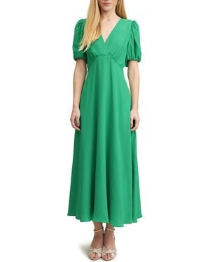 LK Bennett Hermia V-Neck Midi A-Line Dress - Green