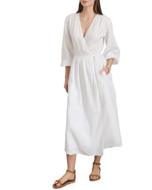 Alex Mill Lauren Long Sleeve Linen Wrap Dress - White