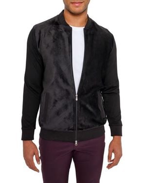 PINOPORTE Aragon Velvet Quilted Bomber Sweatshirt - Black