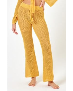 LSPACE Los Cabos Open Stitch Cover-Up Sweater Pants - Yellow