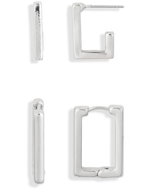 Leith 2-Pack Rectangle Earrings - White