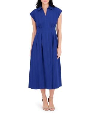 Kensie Collar Cotton Midi Dress - Blue