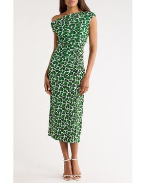 Diane von Furstenberg Wittrock One-Shoulder Cap Sleeve Mesh Midi Dress - Green