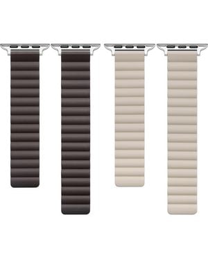 The Posh Tech 2-Pack Assorted Magnetic Silicone Apple Watch Watchbands - White
