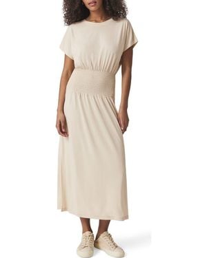 Splendid Giada Smock Waist Sandwash Knit Midi Dress - Natural