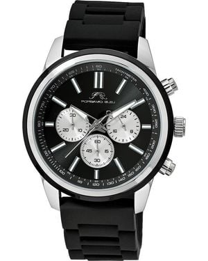 Porsamo Bleu Logan Chronograph Silicone Strap Watch - Black