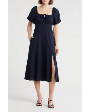 Ellen Tracy Floral Balloon Sleeve Maxi Dress - Blue