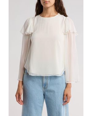 Rebecca Taylor Ruffle Silk Chiffon Blouse - White