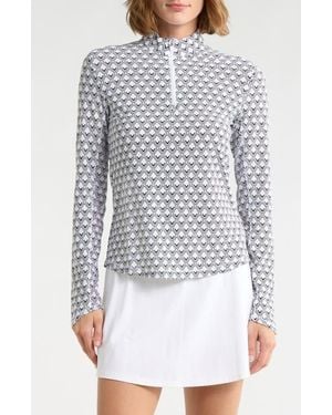 Callaway Apparel Geometric Chevron Quarter Zip Pullover - Blue