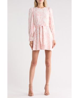 Alice + Olivia Molli Floral Long Sleeve Tie Waist Dress - Pink
