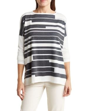 Go Couture Dolman Sleeve Asymmetrical Hem Pullover - Multicolor