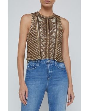 L'Agence Kienna Embellished Sleeveless Top - Blue