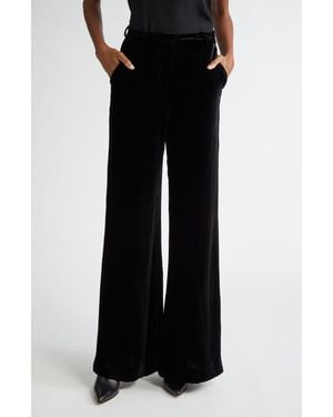 L'Agence Pilar Wide Leg Velvet Pants - Black