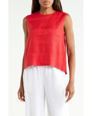 Theory Button Back Sleeveless Shell - Red