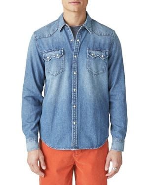 Lucky Brand Sawtooth Denim Snap-Up Western Shirt - Blue