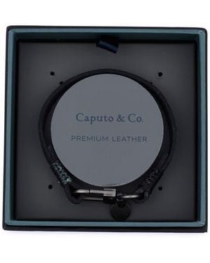 Caputo & Co. Embossed Multistripe Leather Bracelet - Black