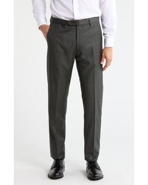 Zanella Noah Classic Serge Wool Straight Leg Pants - Black