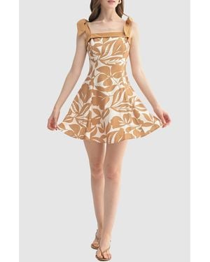 Lush Contrast Shoulder Tie Minidress - White