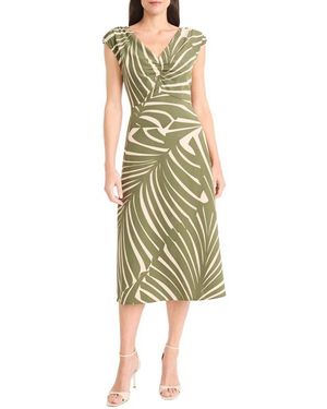 Maggy London V-Neck Midi Dress - Yellow